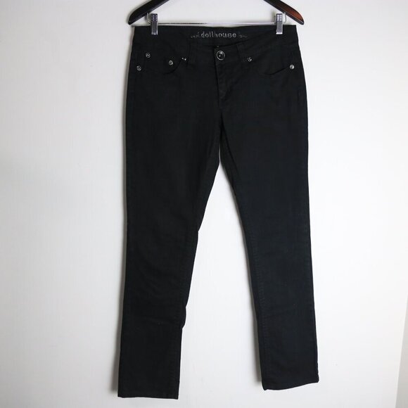 Dollhouse Denim - Dollhouse Vintage 80s Classic Straight Leg Jet Black Jeans Pants Size 5